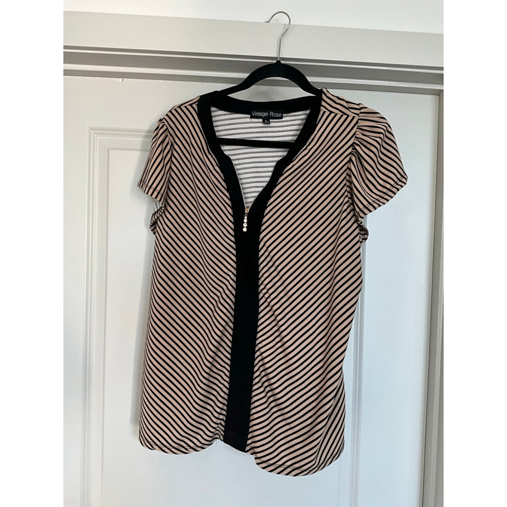 Vintage Rose Striped Women's Top Size XL